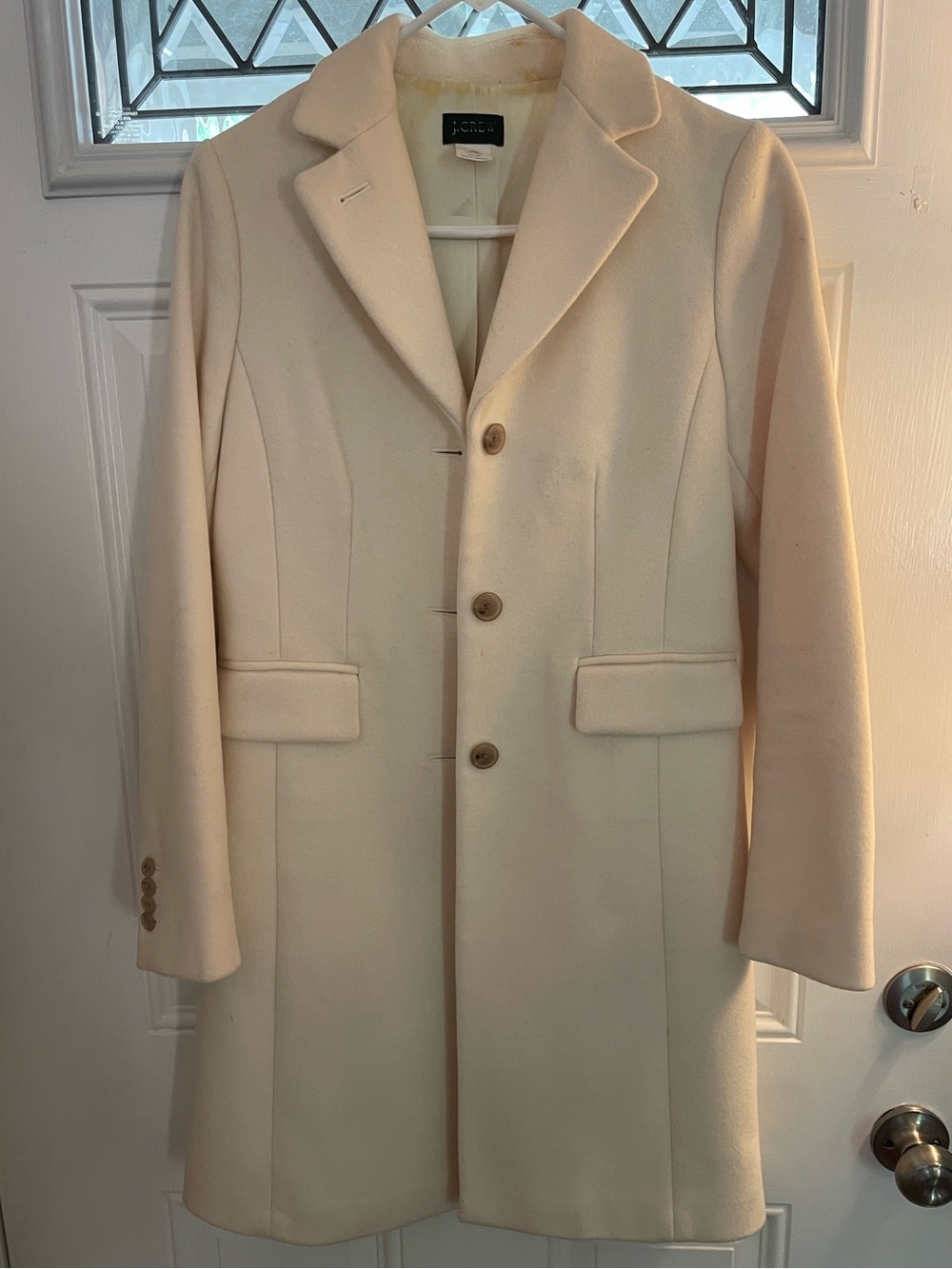 J. Crew Women's Classic Cream Wool & Cashmere Coat